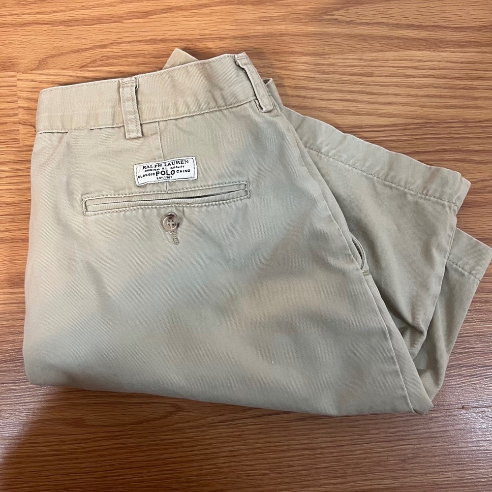 Polo Ralph Lauren Prospect Short Mens 37 Tan Khaki Cotton Chino Flat Front 9in